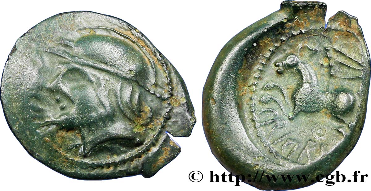 GALLIA BELGICA - SUESSIONES (Regione de Soissons) Bronze CRICIRV, barbu q.BB/BB