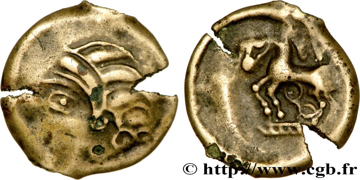 GALLIA - BITURIGES CUBI (Región de Bourges) Bronze au cheval et aux trois annelets BC+