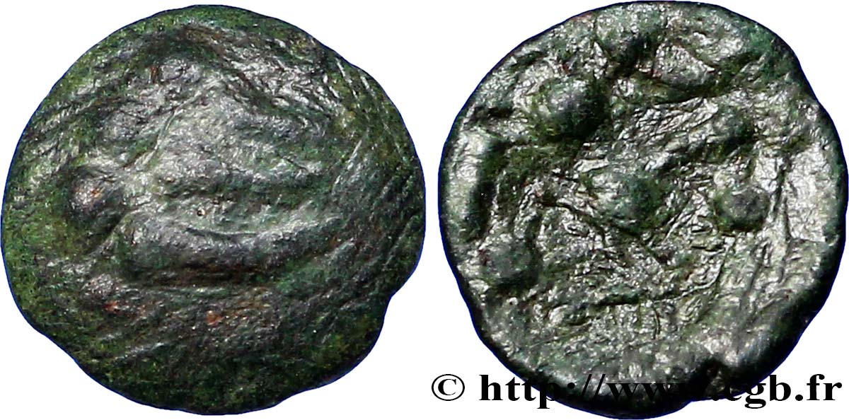 GALLIA BELGICA - REMI (Región de Reims) Quart de statère “aux segments de cercles” en bronze BC