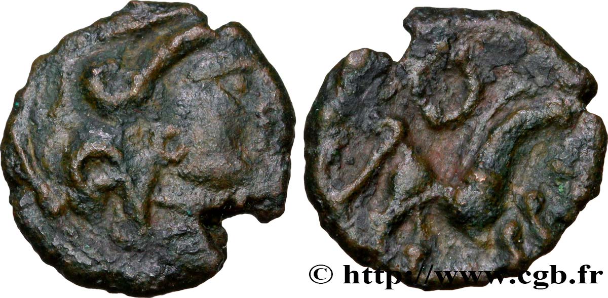 GALLIA BELGICA - AMBIANI (Regione di Amiens) Bronze au cheval, BN 8432 q.BB