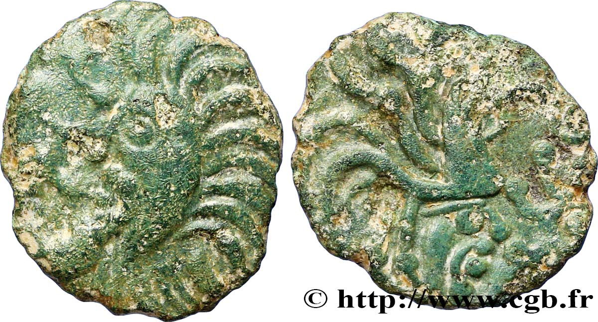 GALLIA - BELGICA - BELLOVACI (Región de Beauvais) Bronze au coq à tête humaine BC/BC+