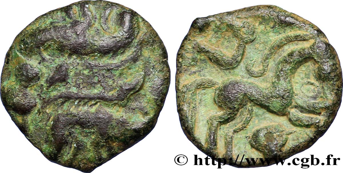 GALLIA BELGICA - AMBIANI (Regione di Amiens) Bronze aux sangliers affrontés q.BB/q.SPL