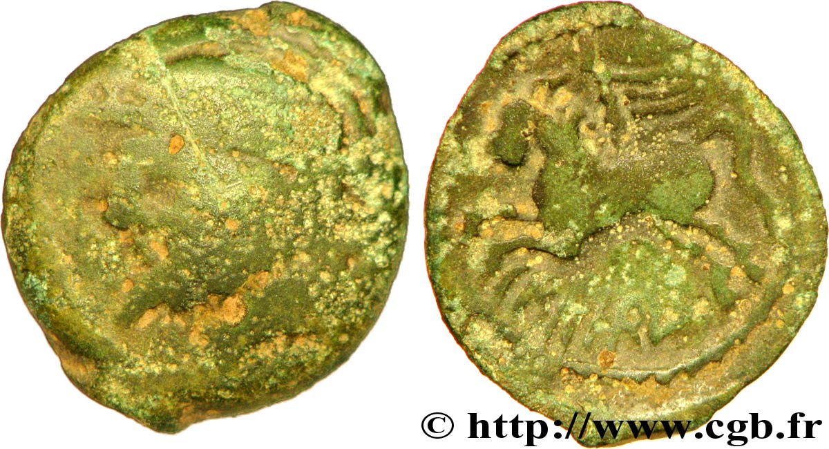 GALLIEN - BELGICA - SUESSIONES (Region die Soissons) Bronze CRICIRV, barbu fS/S