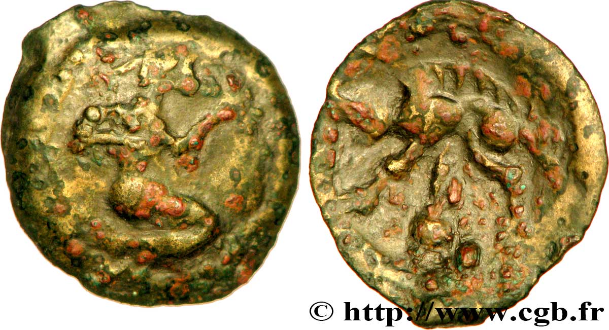 GALLIA - BELGICA - BELLOVACI (Región de Beauvais) Bronze au personnage agenouillé et au sanglier BC+