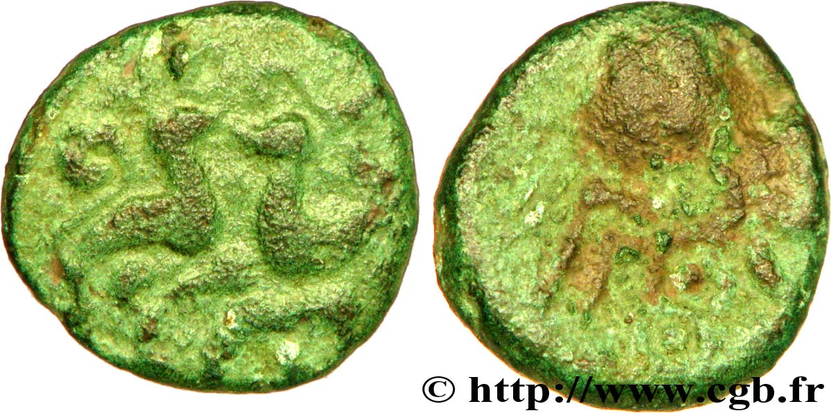 GALLIEN - BELGICA - AMBIANI (Region die Amiens) Bronze “au triskèle et au canard” S/fS