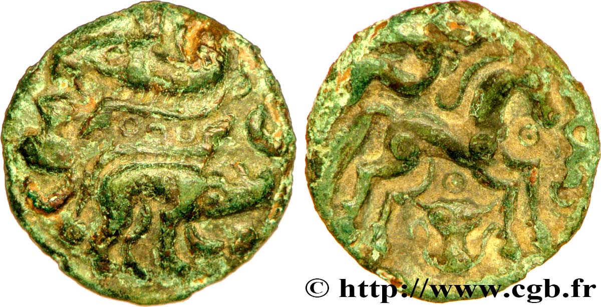 GALLIA BELGICA - AMBIANI (Regione di Amiens) Bronze aux sangliers affrontés BB