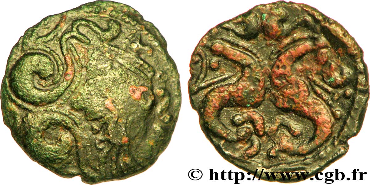 GALLIA BELGICA - AMBIANI (Area of Amiens) Bronze aux hippocampes adossés, BN. 8526 XF/AU