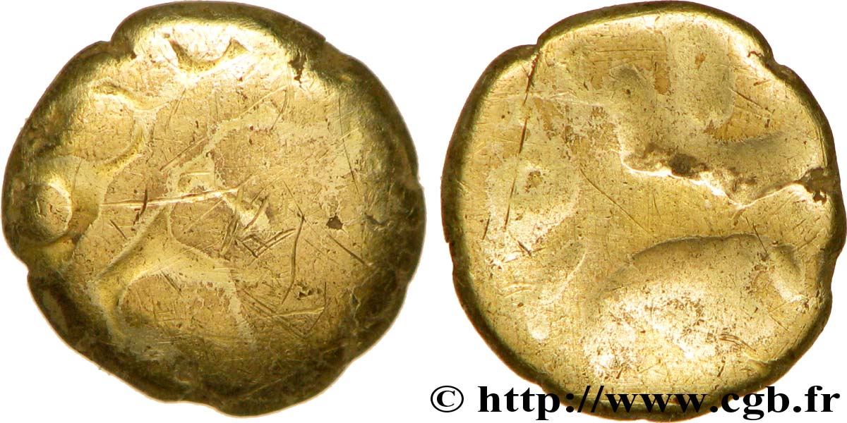 GALLIA - CARNUTES (Región de la Beauce) Quart de statère d’or pâle, DT. 2351 RC+/BC