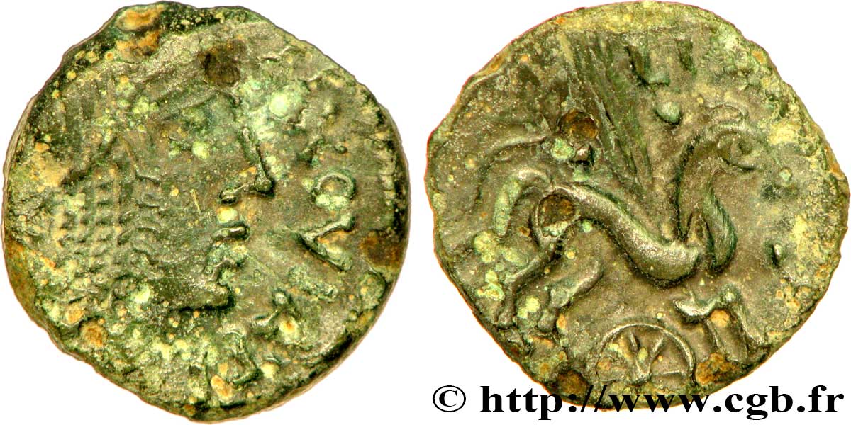 LÉXOVIENS (Région de Lisieux) Bronze LIXOVIATIS au cheval et à la rouelle TTB