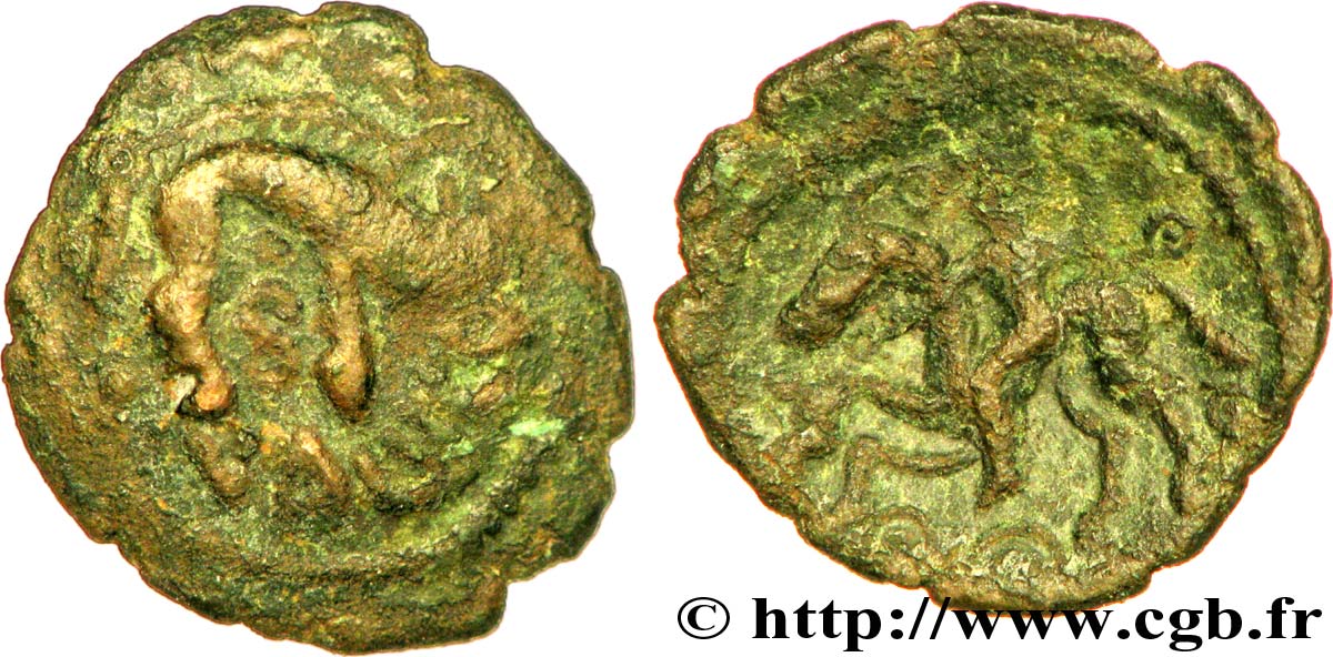 GALLIA BELGICA - AMBIANI (Región de Amiens) Bronze VACIICO, au sanglier et au cavalier BC/BC+