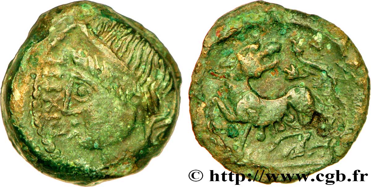 GALLIA - CARNUTES (Beauce area) Bronze PIXTILOS classe II à la louve et au lézard XF
