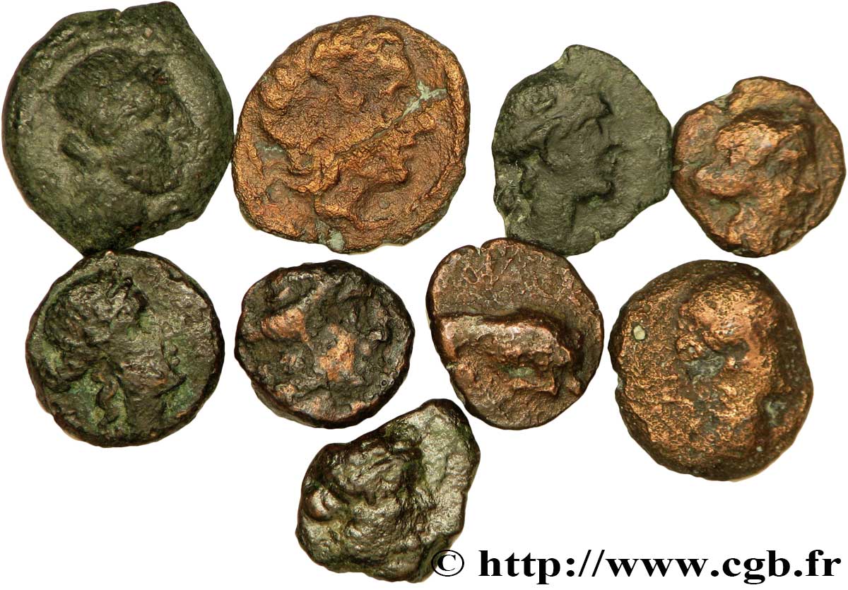MASSALIA - MARSEILLES Lot de 9 petits bronzes au taureau (hémiobole ?) lote