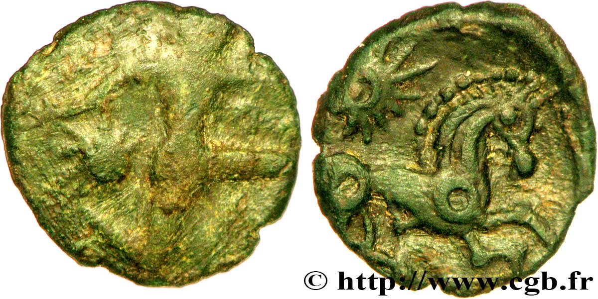 GALLIA - BELGICA - BELLOVACI (Región de Beauvais) Bronze au personnage courant, aux astres BC/EBC
