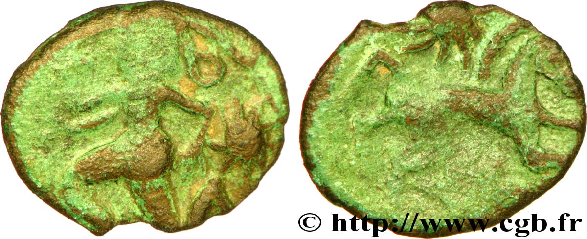 GALLIEN - BELGICA - BELLOVACI (Region die Beauvais) Bronze au personnage courant fSS/S