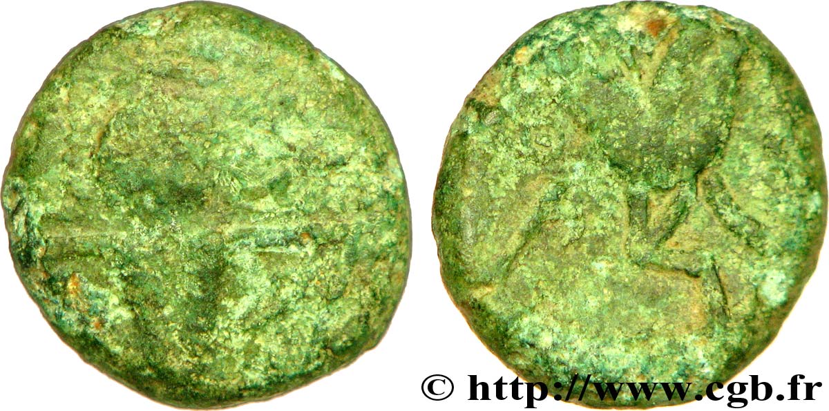 GALLIA - BELGICA - BELLOVACI (Región de Beauvais) Bronze au personnage courant, flan court et épais BC+/BC