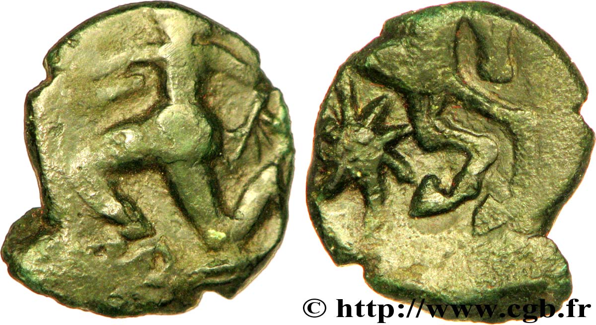 GALLIA BELGICA - BELLOVACI (Area of Beauvais) Bronze au personnage courant à gauche VF/XF