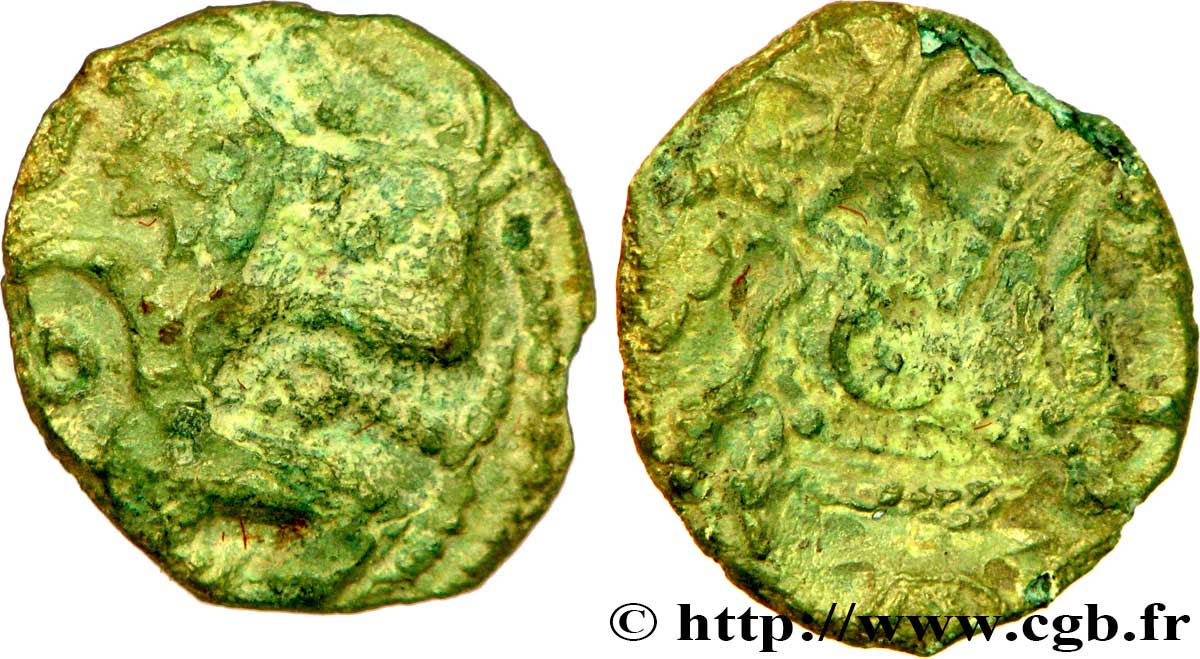GALLIA - BELGICA - BELLOVACI (Región de Beauvais) Bronze au personnage courant, aux astres BC