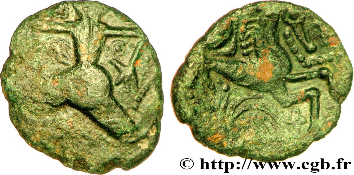 GALLIEN - BELGICA - BELLOVACI (Region die Beauvais) Bronze au personnage courant, à l’astre rayonnant fSS/fVZ