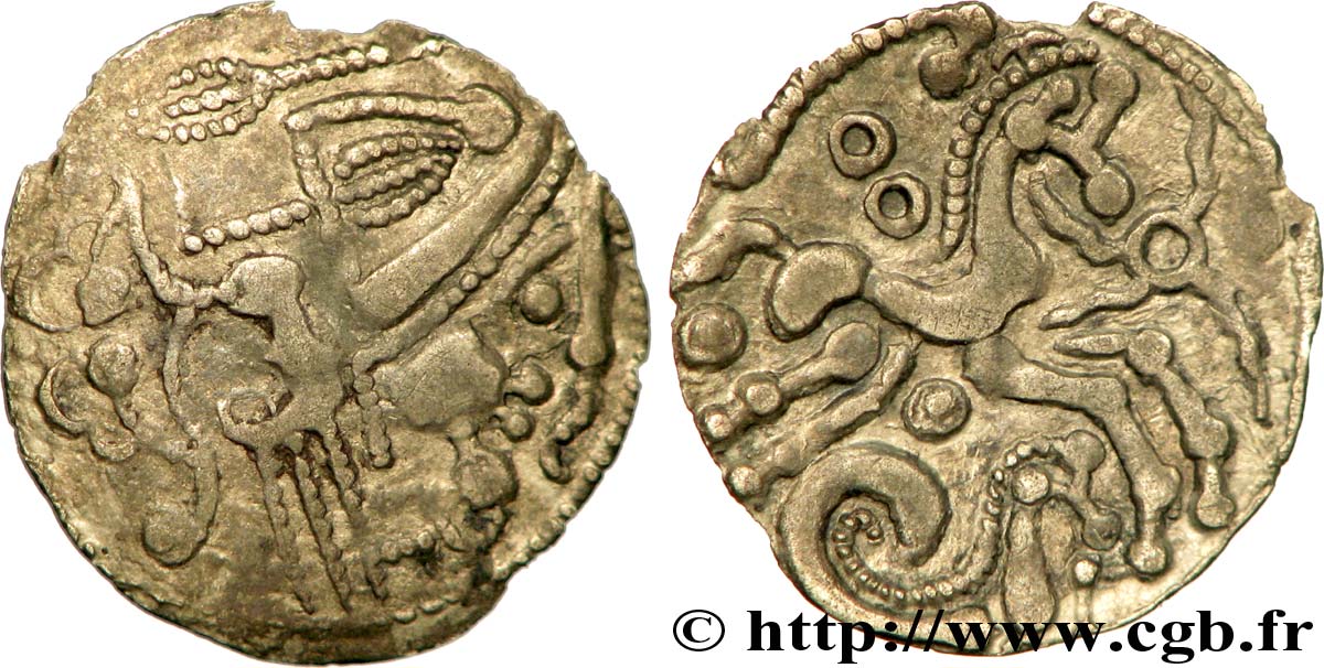 AMBIENS (Région d&nbsp;Amiens) Denier d&nbsp;argent scyphate dit “à l&nbsp;hippocampe” TTB+/SUP