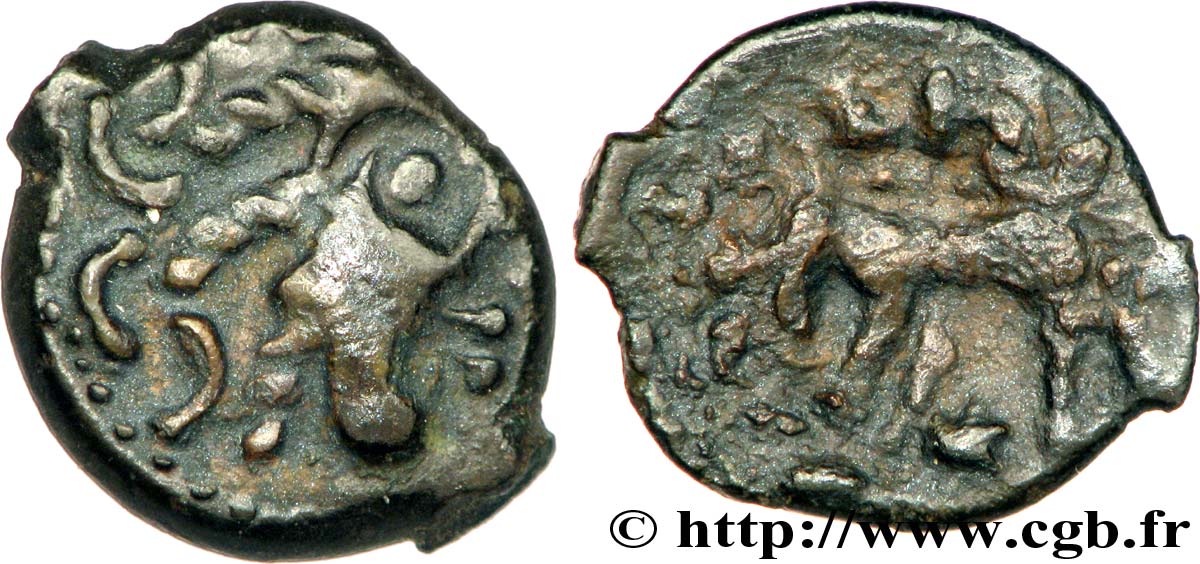 GALLIA - CARNUTES (Beauce area) Bronze au loup, tête à droite XF/VF