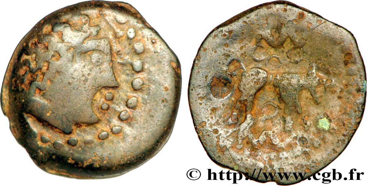 GALLIA - CARNUTES (Región de la Beauce) Bronze au loup, DT. S 2610 A BC+/BC