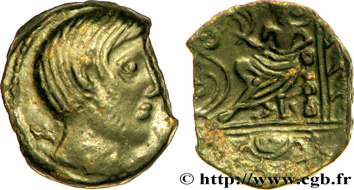 GALLIA - CARNUTES (Area of the Beauce) Bronze PIXTILOS classe V à la “déesse assise” XF/AU