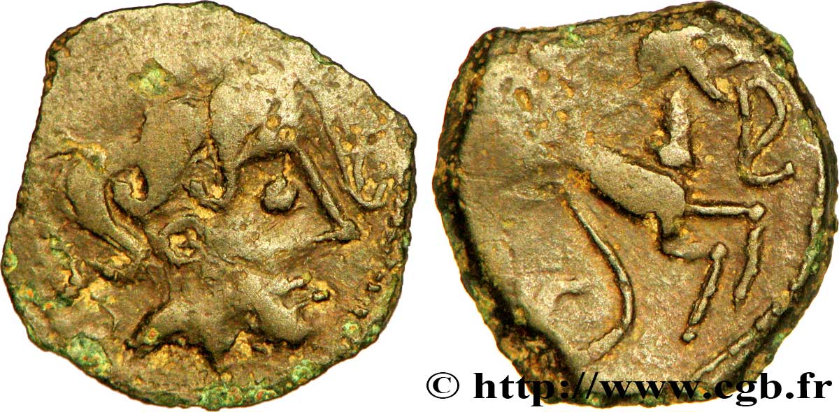 PICTONS / CENTRE-OUEST, Incertaines Bronze au cheval androcéphale, fibule devant le cheval TTB