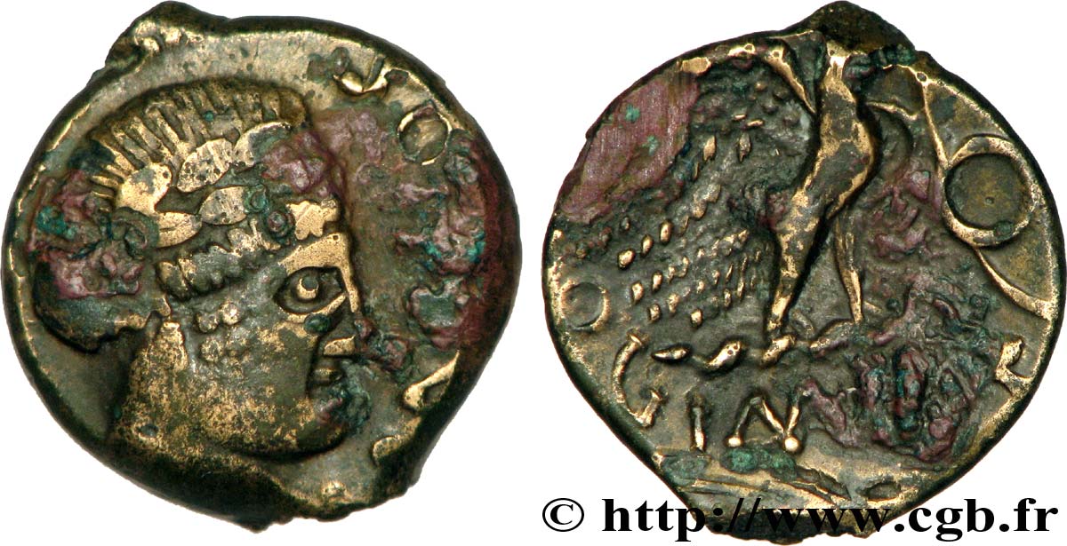 GALLIEN - SENONES (Region die Sens) Bronze GIAMILOS à la tête laurée fVZ