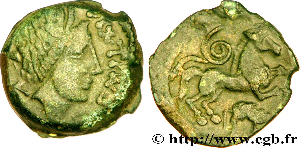GALLIA - CARNUTES (Area of the Beauce) Bronze PIXTILOS classe X au cheval et au sanglier XF