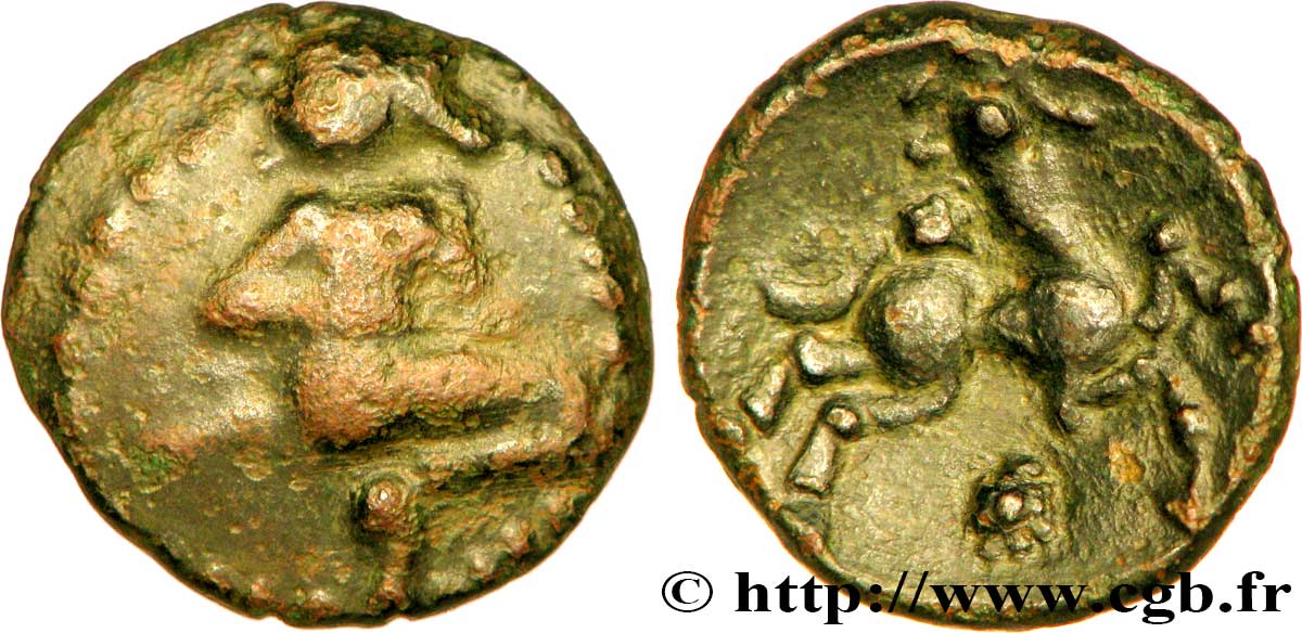 GALLIA BELGICA - BELLOVACI (Area of Beauvais) Bronze au personnage agenouillé et au cheval VF/AU