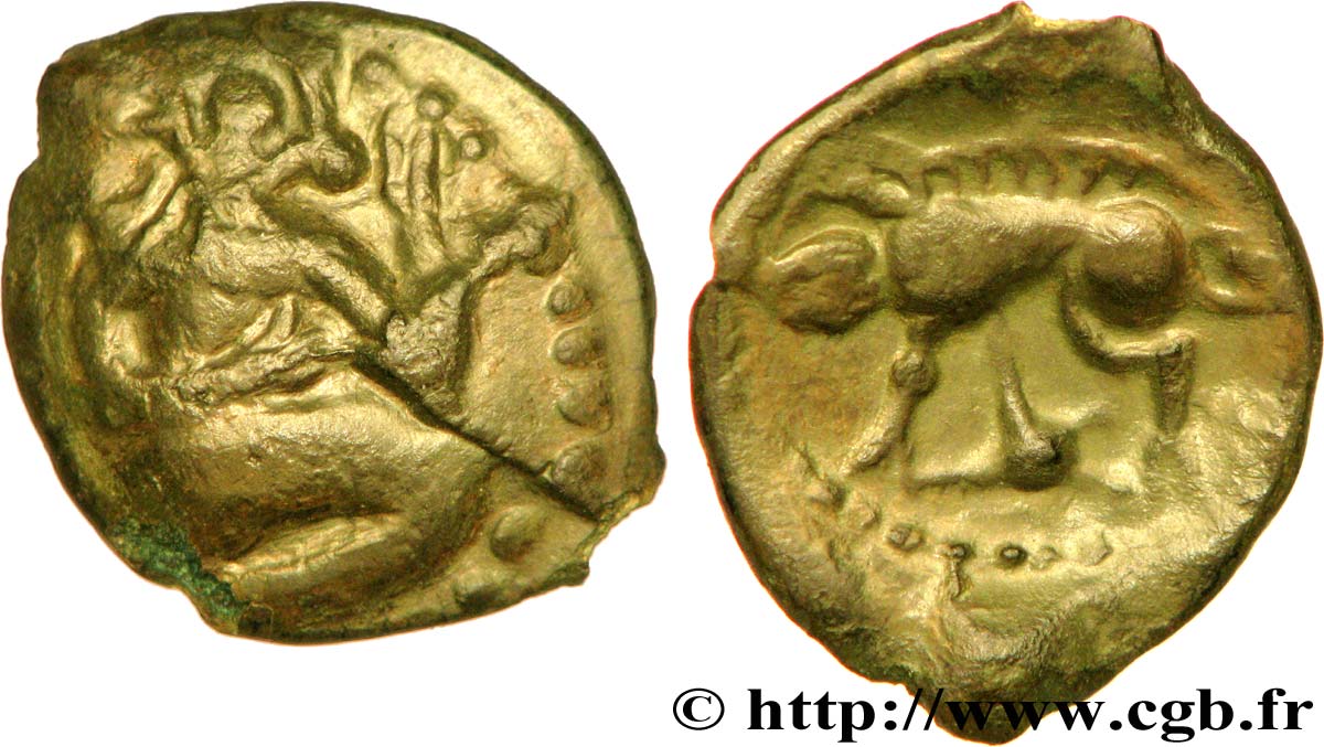 GALLIA - BELGICA - BELLOVACI (Regione di Beauvais) Bronze au personnage agenouillé et au sanglier BB/q.SPL