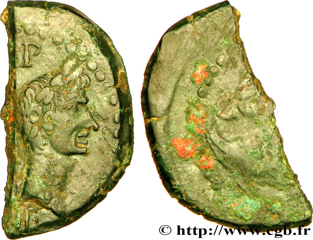 AUGUSTE et AGRIPPA Dupondius COL NEM (as), coupé en deux TTB/TB