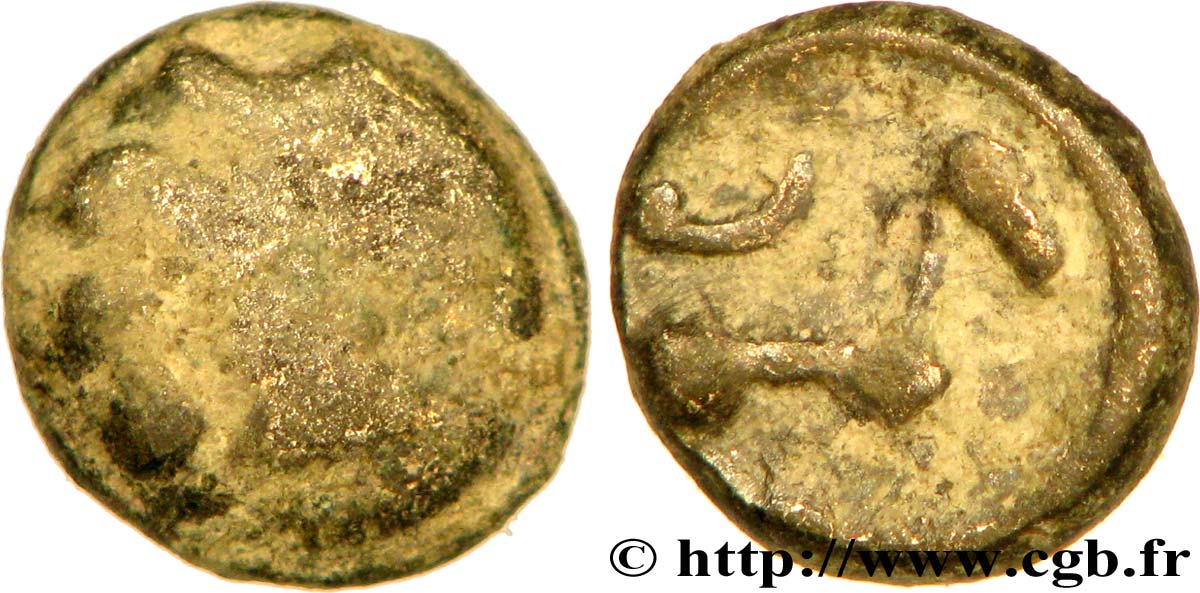 RÈMES (Région de Reims) Quart de statère “aux segments de cercles” en électrum, cheval à droite TB/TTB