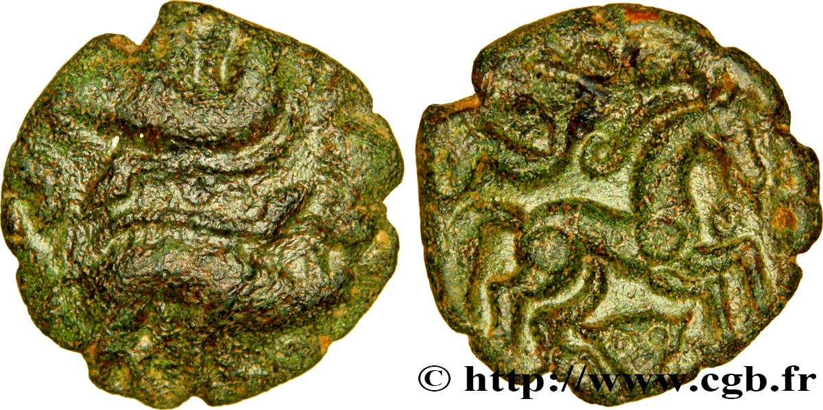 GALLIA BELGICA - AMBIANI (Regione di Amiens) Bronze aux sangliers affrontés BB/SPL