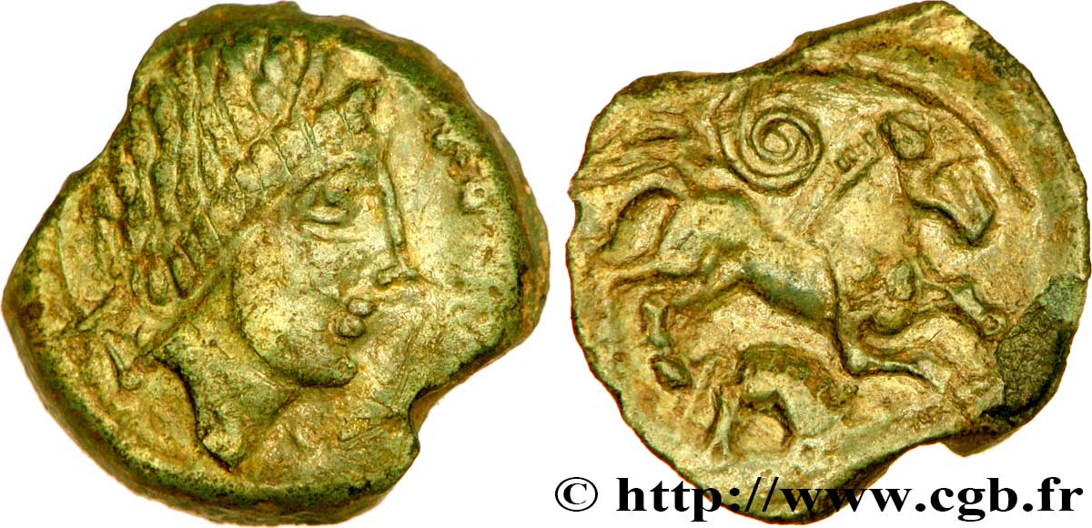 GALLIA - CARNUTES (Regione della Beauce) Bronze PIXTILOS classe X au cheval et au sanglier q.SPL