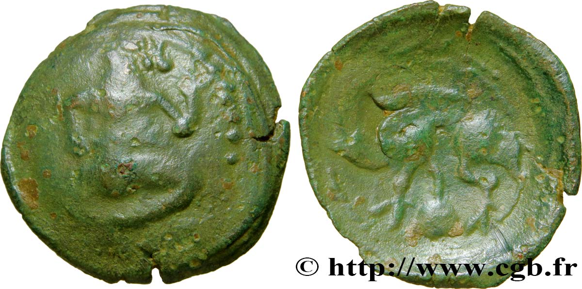 GALLIA - BELGICA - BELLOVACI (Región de Beauvais) Bronze au personnage agenouillé et au sanglier BC/BC+