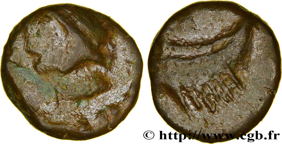MASSALIA - MARSEILLES Bronze à la galère, tête à droite q.BB