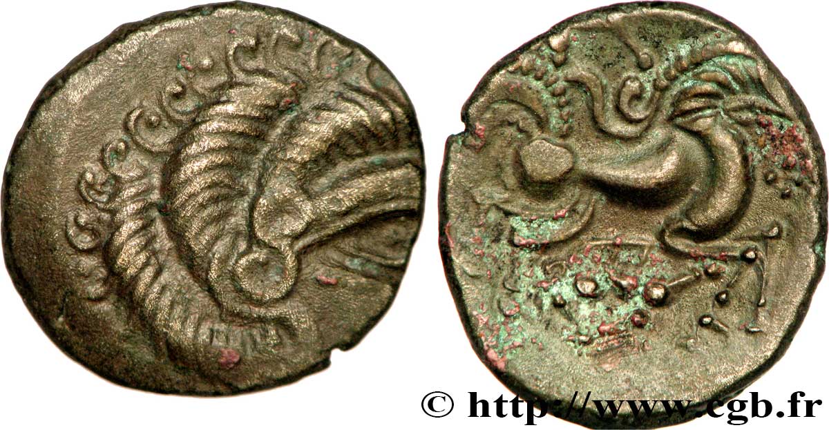 GALLIEN - ARMORICA - CORIOSOLITÆ (Region die Corseul, Cotes d Armor) Statère de billon, classe II au nez pointé fVZ