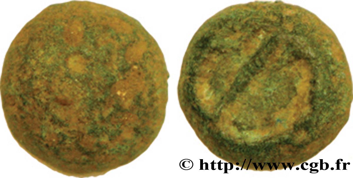 GALLIA - SENONES (Región de Sens) Quart de statère globulaire au segment, fourré en bronze MBC