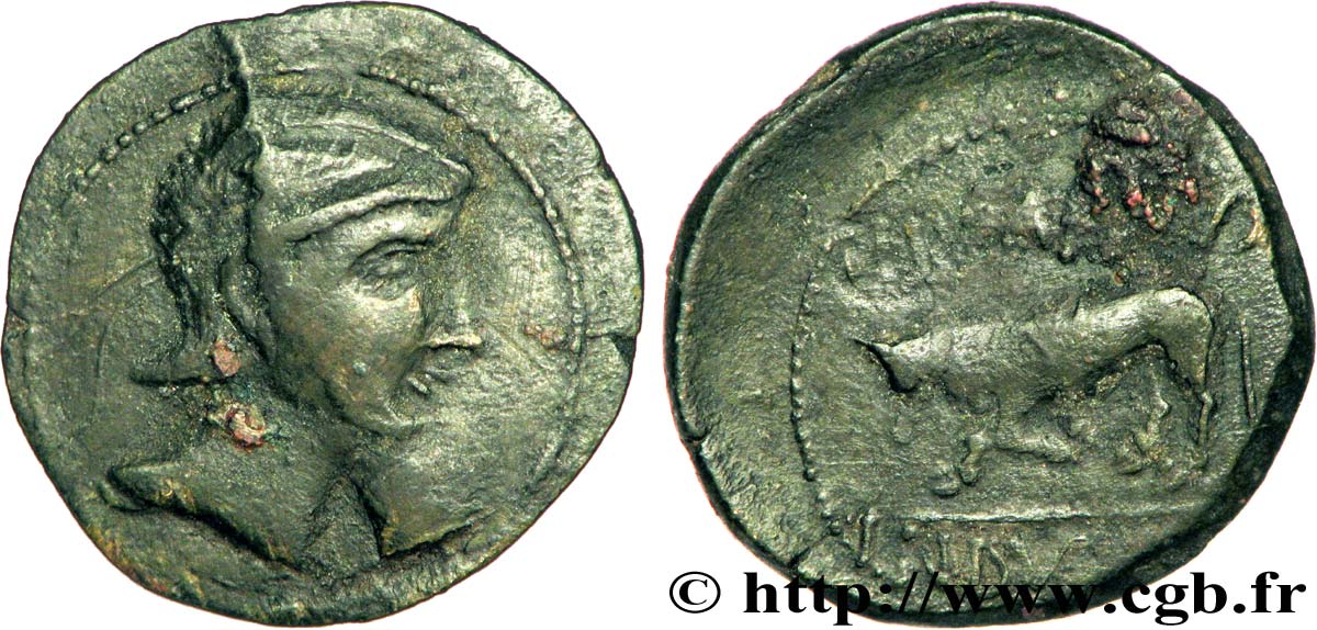 RÈMES (Région de Reims) Bronze GERMANVS INDVTILLI au taureau (Quadrans) TTB/TB+