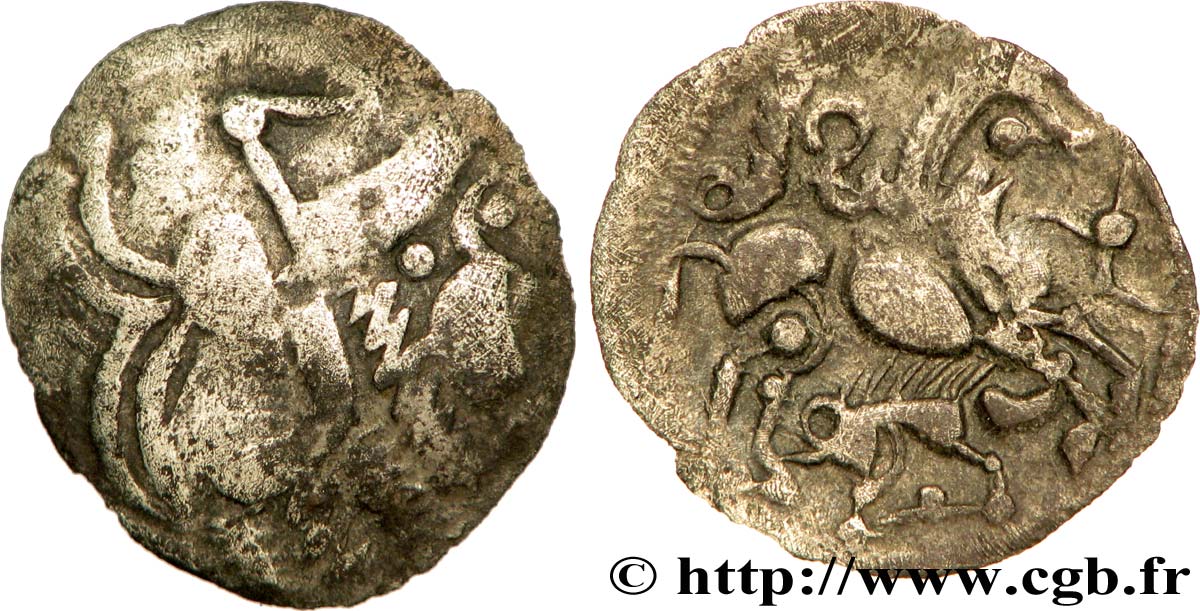 GALLIA BELGICA - AMBIANI (Area of Amiens) Denier d argent scyphate dit au sanglier VF/XF
