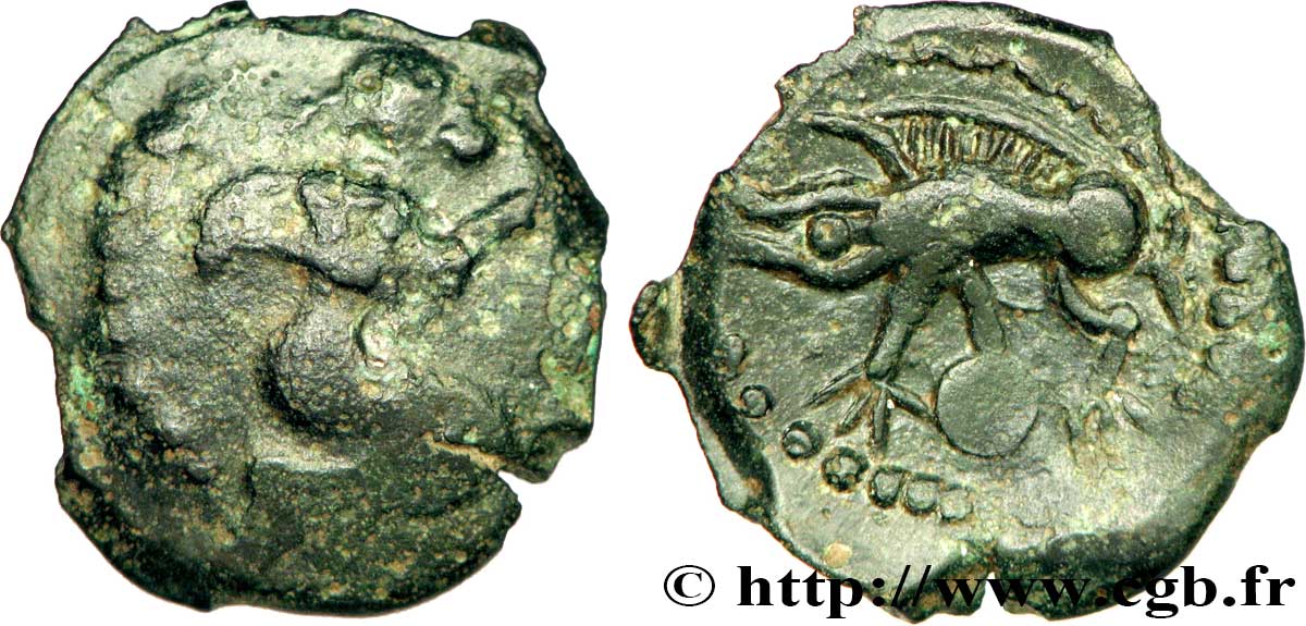 GALLIA - BELGICA - BELLOVACI (Regione di Beauvais) Bronze au personnage agenouillé et au sanglier MB/SPL