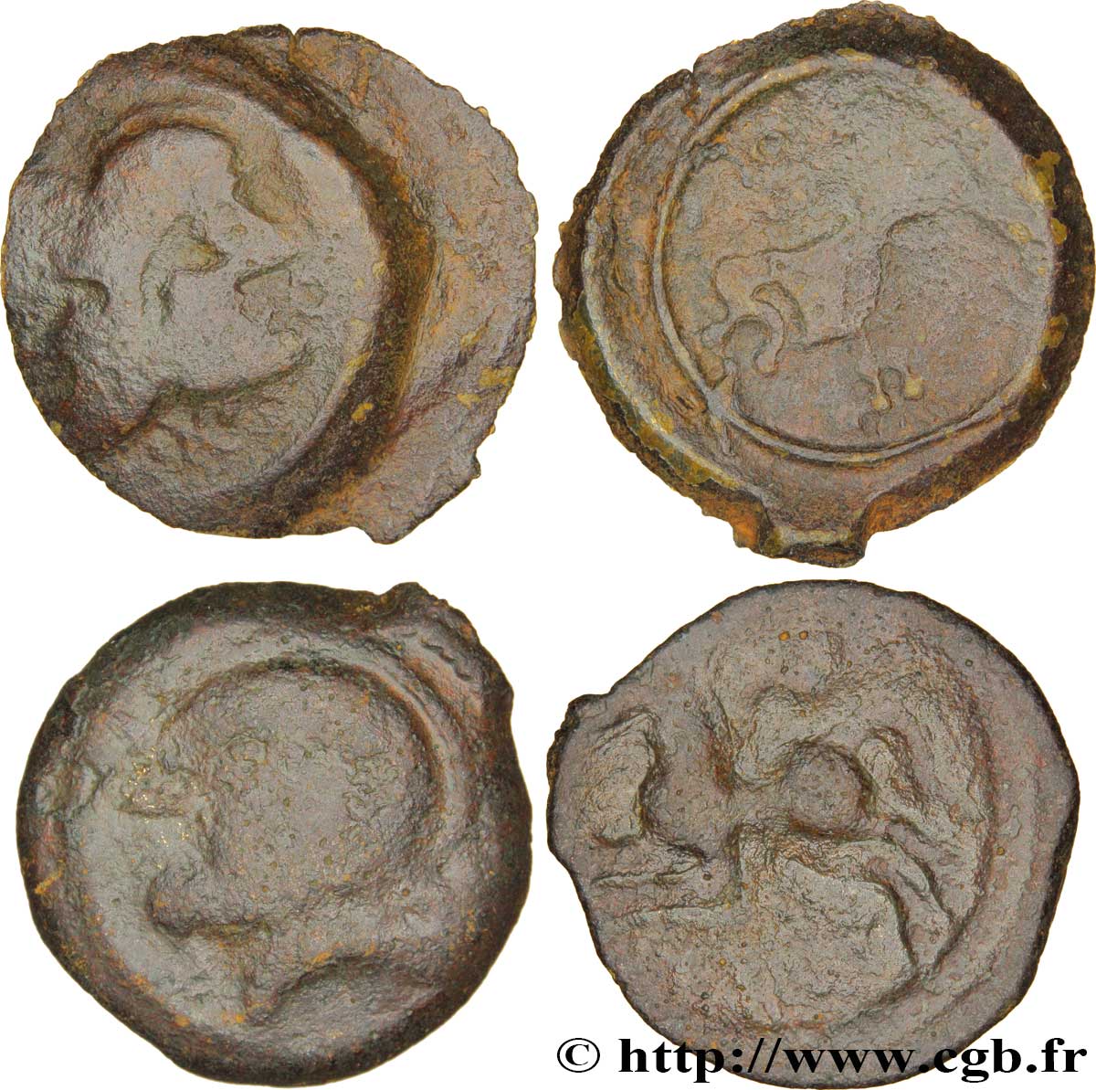 GALLIA BELGICA - SUESSIONES (Area of Soissons) Lot de 2 bronze, CRICIRV et à la tête janiforme, classe II lot