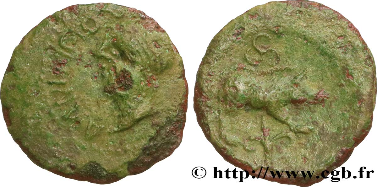 GALLIA - SANTONES / MID-WESTERN, Unspecified Bronze ANNICCOIOS (quadrans) au sanglier XF