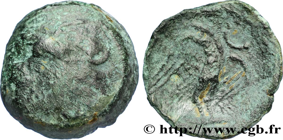 GALLIA - CARNUTES (Beauce area) Bronze lourd à l’aigle et au croissant F/VF