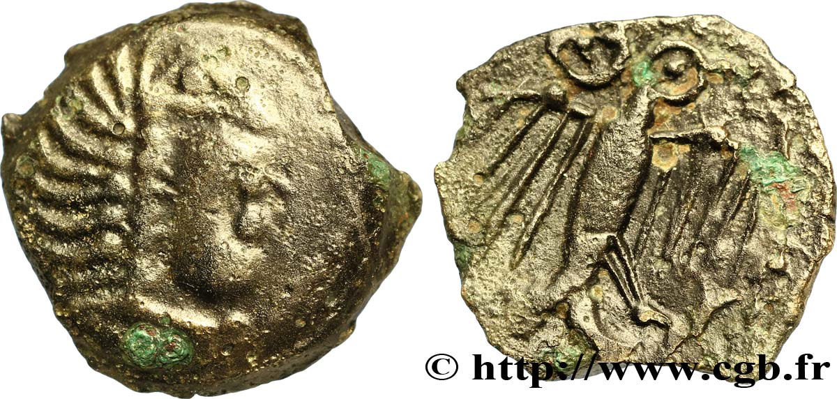 CARNUTES (Région de la Beauce) Bronze à l’aigle et à la rouelle, tête à droite TTB/TTB+