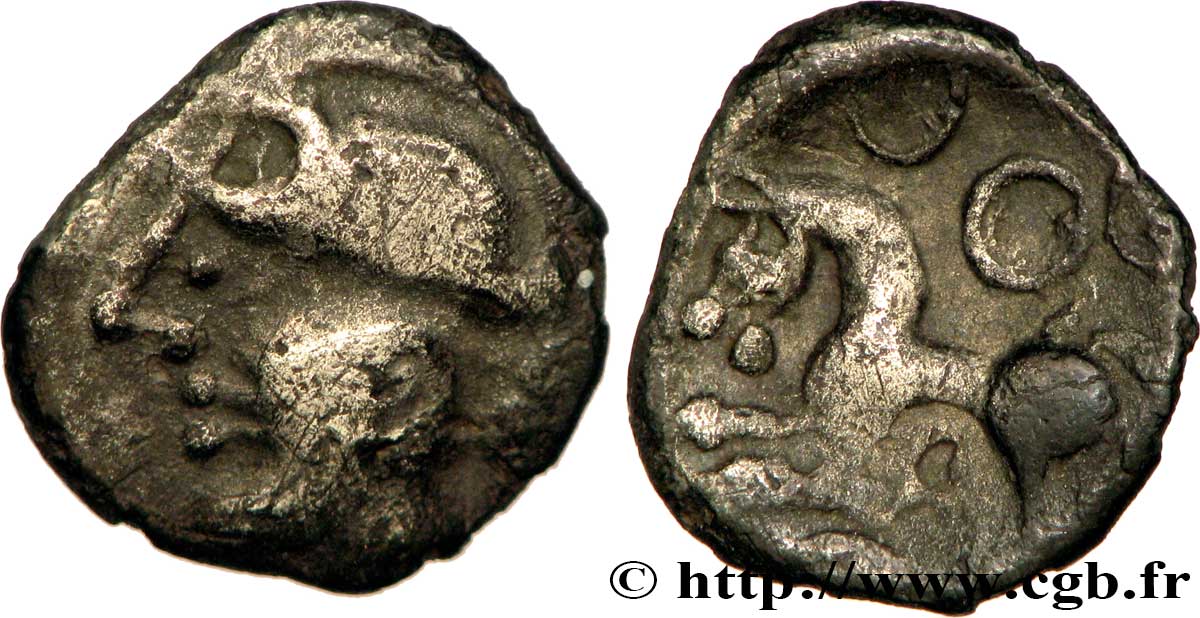 GALLIA - ÆDUI (BIBRACTE, Area of the Mont-Beuvray) Denier à la tête casquée XF