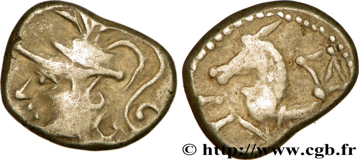 ALLOBROGES (Région du Dauphiné) Denier à l’hippocampe, tête à gauche TTB