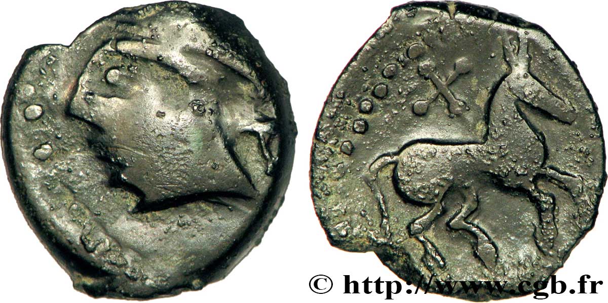 GALLIA - CARNUTES (Area of the Beauce) Bronze au cheval et au sanglier VF/XF