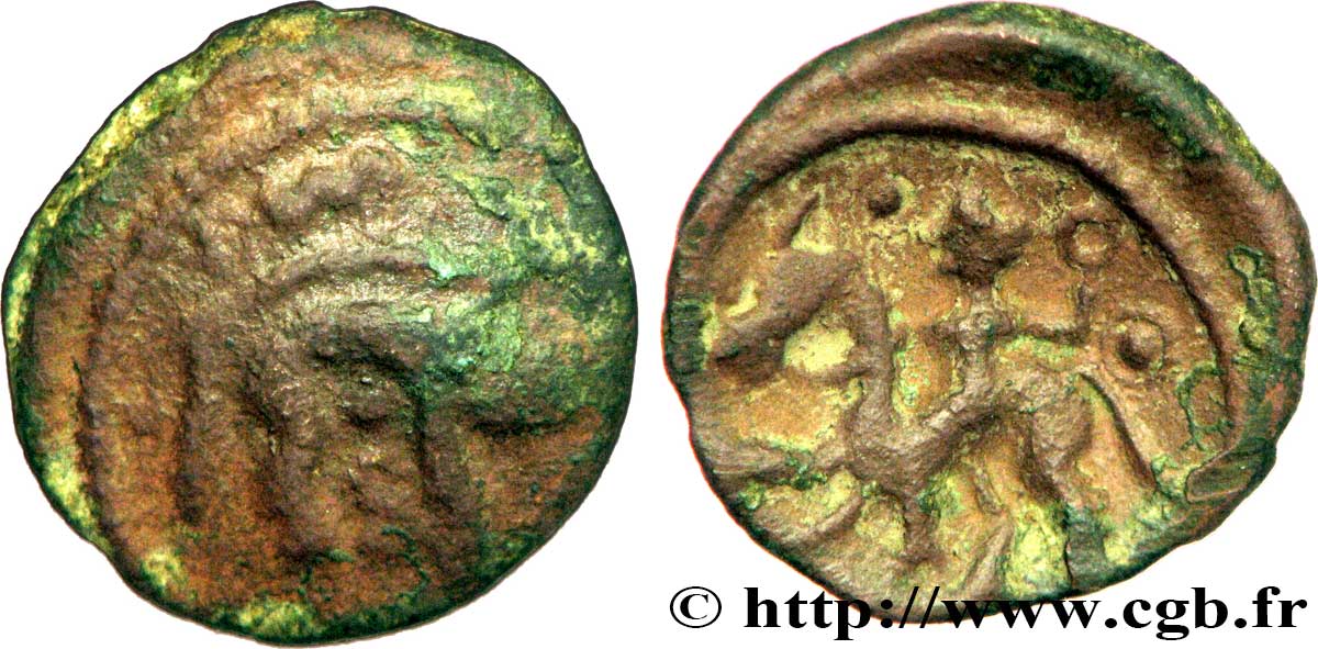 GALLIA BELGICA - AMBIANI (Región de Amiens) Bronze au sanglier et au cavalier BC/BC+